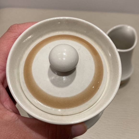 Japan vintage Hand Decorated Stoneware WaterColors Hearthside Creamer Sugar Set - Picture 6 of 11